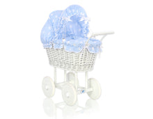 Load image into Gallery viewer, White Wicker dolls trolley