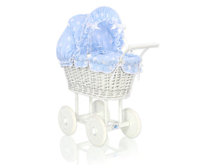 White Wicker dolls trolley