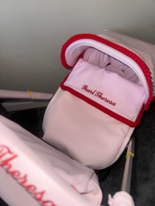 Leatherette Pink & Red Frill Car Seat Set