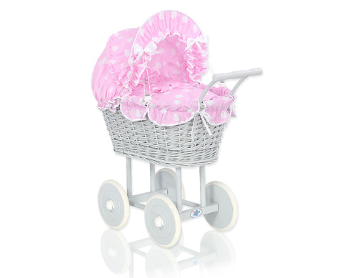 Grey Wicker dolls trolley