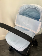 Load image into Gallery viewer, Blue &amp; White pique Frill Car Seat Set