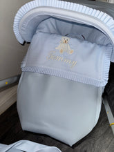 Load image into Gallery viewer, Blue Pique Teddy leatherette Car Seat Set