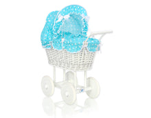 Load image into Gallery viewer, White Wicker dolls trolley
