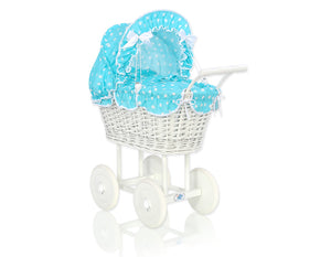 White Wicker dolls trolley