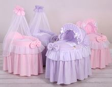 Load image into Gallery viewer, Lilac princess wicker dolls Moses basket