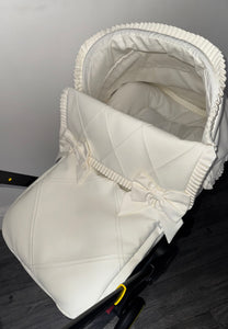 Diamond Double Stitch with frill & Bows leatherette Car Seat Set *various colours*