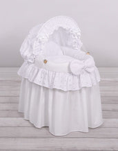 Load image into Gallery viewer, White lace wicker dolls Moses basket