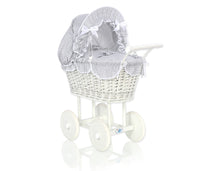 Load image into Gallery viewer, White Wicker dolls trolley
