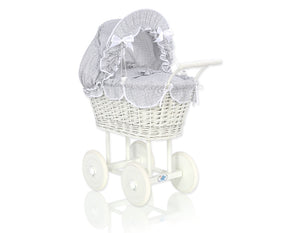 White Wicker dolls trolley