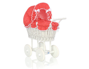 White Wicker dolls trolley