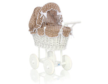 Load image into Gallery viewer, White Wicker dolls trolley