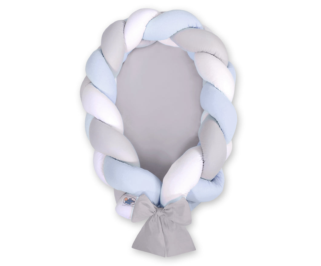 Grey, White, Blue Braided Nest