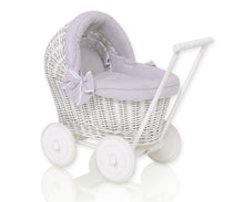 Load image into Gallery viewer, Firm Grey White Wicker dolls pram