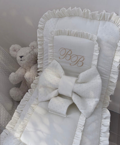 Luxury frill & dot bow Bouncer Baby Chair