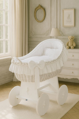 White Bow Wicker Bassinet