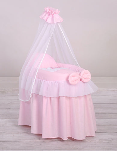 Pink princess drape wicker dolls Moses basket