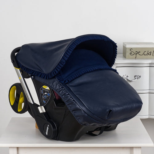 Navy Pique leatherette Car Seat Set