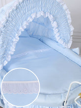 Load image into Gallery viewer, Blue Victoria Vintage White Bassinet
