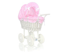 Load image into Gallery viewer, White Wicker dolls trolley