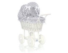 Load image into Gallery viewer, White Wicker dolls trolley
