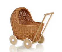 Load image into Gallery viewer, Natural Wicker dolls pram