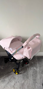 Pink leatherette plain Carla car seat set