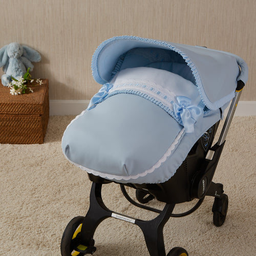Leatherette Blue Artenas frill Car Seat Set