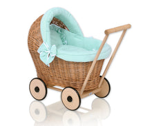 Load image into Gallery viewer, Firm Mint, Natural Wicker dolls pram