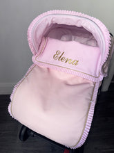 Load image into Gallery viewer, Leatherette pique Ruffle Sparkle leatherette Car Seat Set *various colours* - Pink - Gold