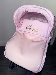 Leatherette pique Ruffle Sparkle leatherette Car Seat Set *various colours* - Pink - Gold
