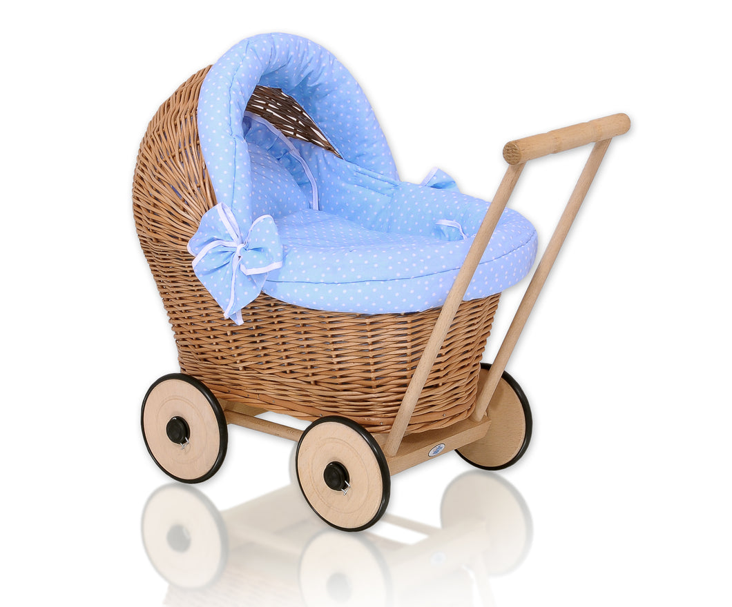 Firm Blue, Natural Wicker dolls pram
