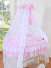 Load image into Gallery viewer, Pink Bow Wicker Bassinet