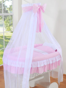Pink Bow Wicker Bassinet