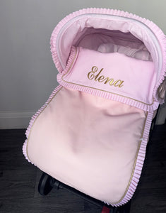 Leatherette pique Ruffle Sparkle leatherette Car Seat Set *various colours* - Pink - Gold