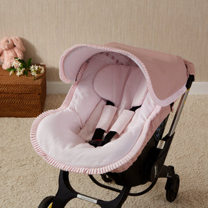 Leatherette Dusky Pink frill Artenas Car Seat Set