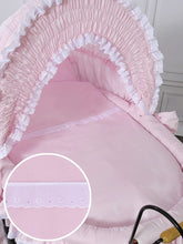 Load image into Gallery viewer, Pink Victoria Vintage White Bassinet