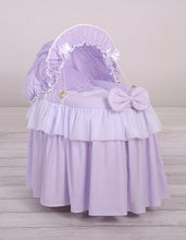 Load image into Gallery viewer, Lilac princess wicker dolls Moses basket