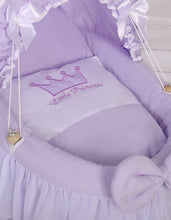 Load image into Gallery viewer, Lilac princess wicker dolls Moses basket