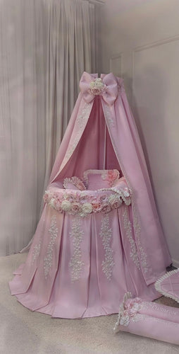 Pink and cream luxury full bassinet set