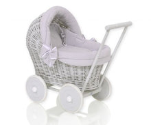 Load image into Gallery viewer, Firm Grey, Grey Wicker dolls pram