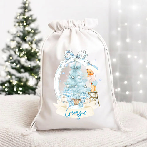 Blue Cherub Boy Christmas Sack