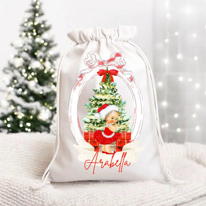 Red Cherub Girl Christmas Sack