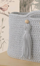 Load image into Gallery viewer, Gray Crochet Moses Basket with stand