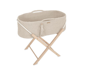 Cream Crochet Moses Basket with stand