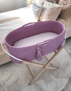 Lavender Crochet Moses Basket with stand