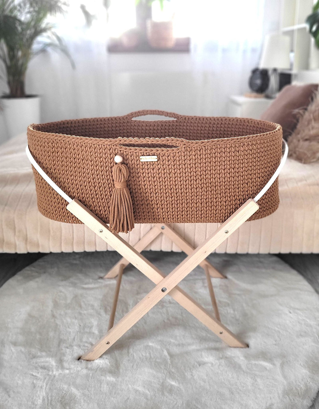 Caramel Crochet Moses Basket without stand
