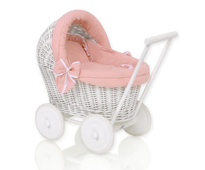 Firm Peach White Wicker dolls pram