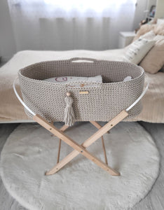 Light Beige Crochet Moses Basket without stand