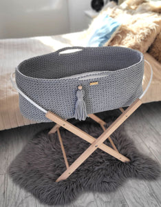 Dark Grey Crochet Moses Basket without stand