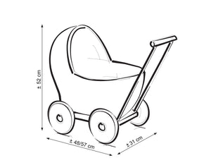 Firm Grey White Wicker dolls pram